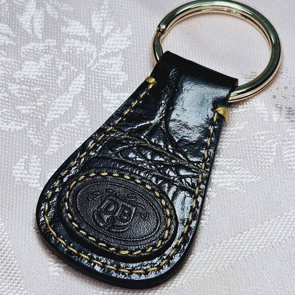 Dooney Bourke Key Holder Black Leather Gold Ring - Picture 1 of 10
